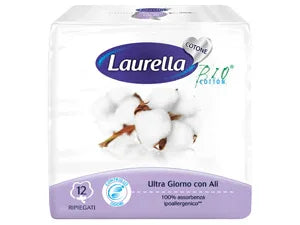 ASSORBENTE LAURELLA IN COTONE ULTRA GIORNO CON ALI 12 PEZZI - Farmaspeed