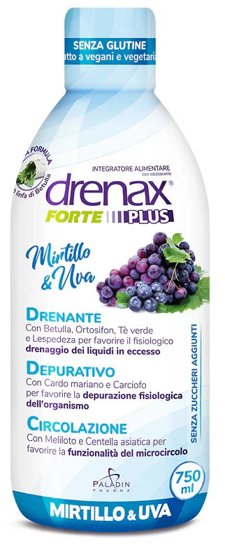 DRENAX FORTE PLUS ORIGINALE CON MIRTILLO E UVA 750 ML - Farmaspeed