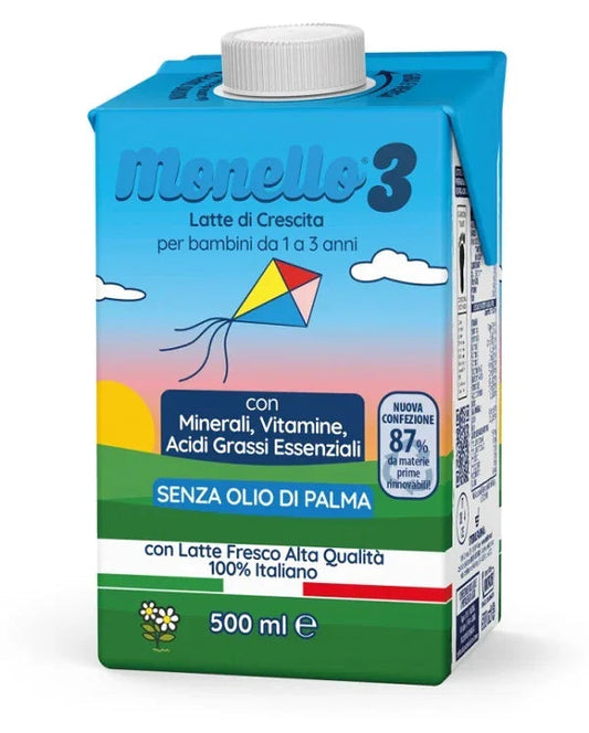 MONELLO 3 FORMULA PER LA CRESCITA A BASE DI LATTE PER BAMBINI DA 1 A 3 ANNI LIQUIDO 500 ML - Farmaspeed