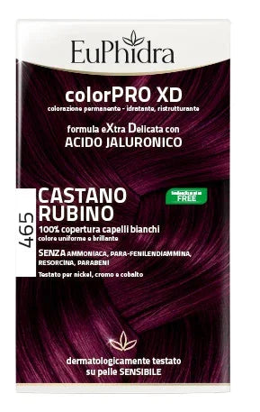 EUPHIDRA COLORPRO XD 465 CAST RUBINO GEL COLORANTE CAPELLI IN FLACONE + ATTIVANTE + BALSAMO + GUANTI - Farmaspeed