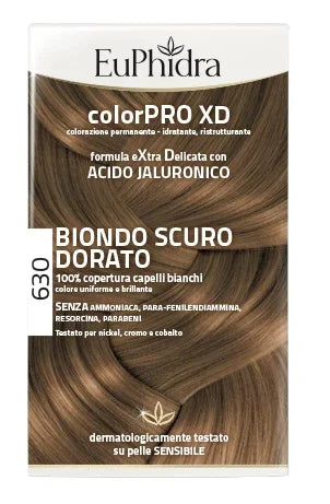 EUPHIDRA COLORPRO XD 630 BIONDO SCURO DORATO GEL COLORANTE CAPELLI IN FLACONE + ATTIVANTE + BALSAMO + GUANTI - Farmaspeed