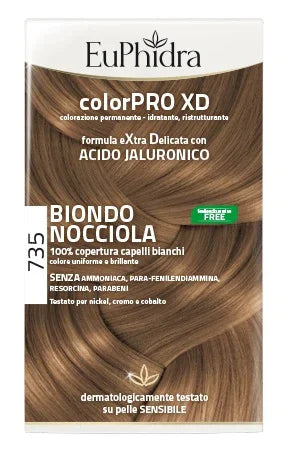 EUPHIDRA COLORPRO XD 735 BIONDO NOCCIOLA GEL COLORANTE CAPELLI IN FLACONE + ATTIVANTE + BALSAMO + GUANTI - Farmaspeed