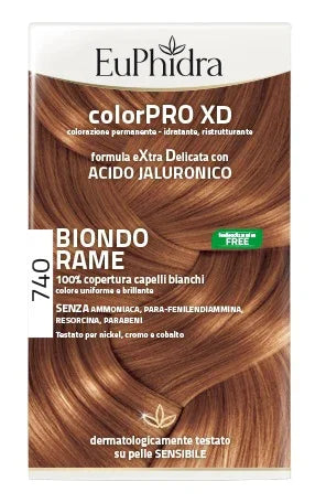 EUPHIDRA COLORPRO XD 740 BIONDO RAME GEL COLORANTE CAPELLI IN FLACONE + ATTIVANTE + BALSAMO + GUANTI - Farmaspeed