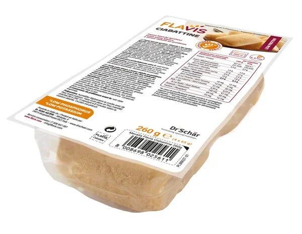FLAVIS CIABATTINE PANINI BIANCHI APROTEICI 4 PEZZI DA 65 G - Farmaspeed