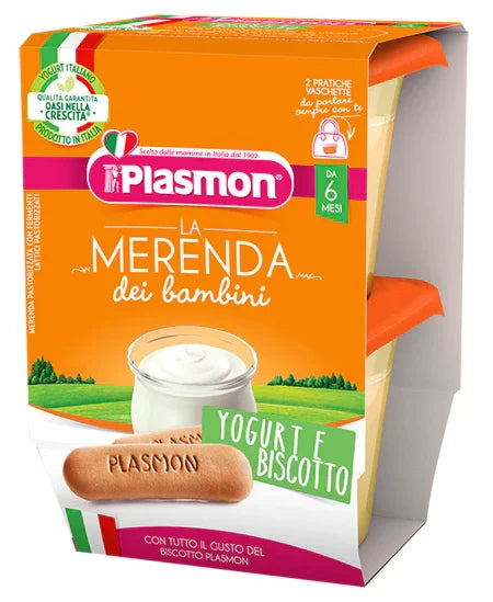 PLASMON LA MERENDA DEI BAMBINI SAPORE DI NATURA YOGURT BISCOTTO ASETTICO 2 X 120 G - Farmaspeed