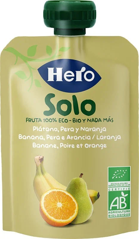 HERO SOLO FRUTTA FRULLATA 100% BIO BANANA PERA ARANCIA 100 G - Farmaspeed