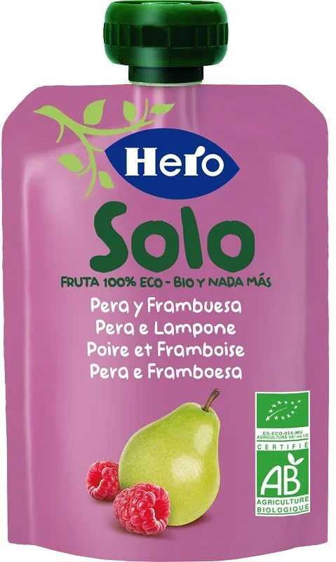 HERO SOLO FRUTTA FRULLATA 100% BIO PERA E LAMPONE 100 G - Farmaspeed