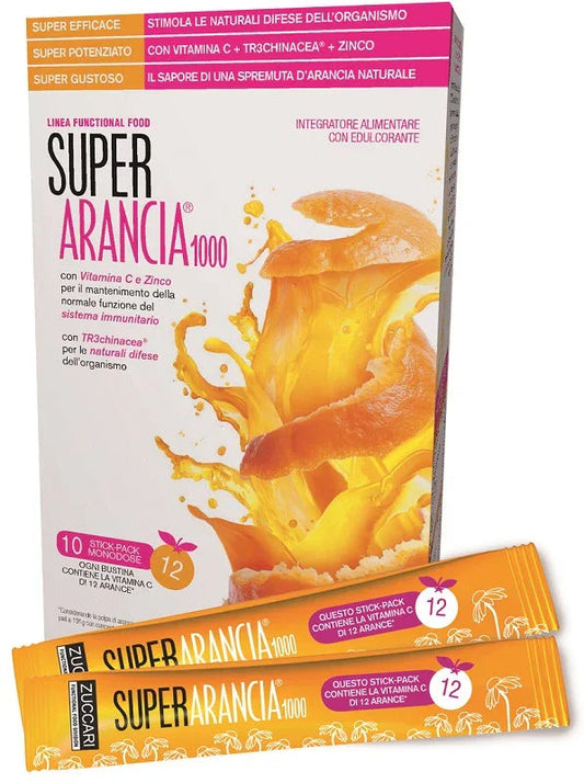 SUPER ARANCIA 1000 10 STICK PACK MONODOSE DA 3,7G INTEGRATORE ALIMENTARE CON EDULCORANTE - Farmaspeed