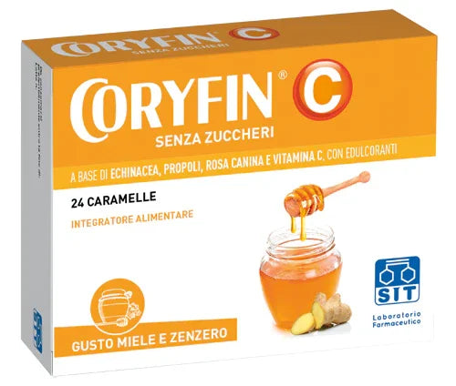 CORYFIN C SENZA ZUCCHERO MIELE ZENZERO 24 CARAMELLE - Farmaspeed