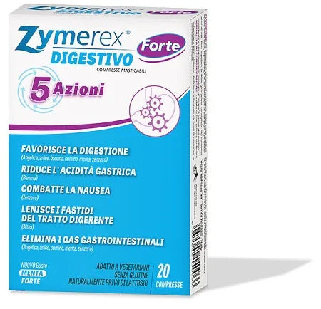 ZYMEREX DIGESTIVO FORTE 5 AZIONI 20 COMPRESSE MASTICABILI - Farmaspeed