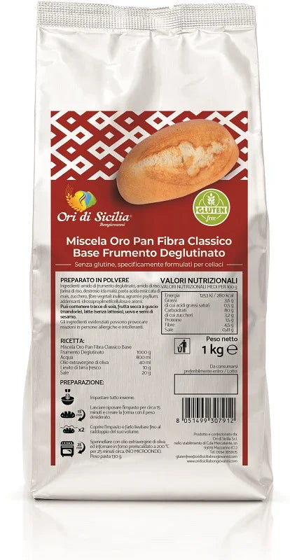 ORI DI SICILIA MIX ORO PAN FIBRA CLASSICO BASE FRUMENTO DEGLUTINATO 1 KG - Farmaspeed