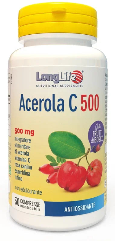 LONGLIFE ACEROLA C500 FRUTTI DI BOSCO 30 COMPRESSE MASTICABILI - Farmaspeed