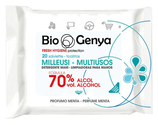 BIOGENYA MILLEUSI IGIENIZZANTI 70% ALCOOL SALVIETTE 20 PEZZI - Farmaspeed