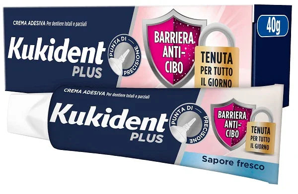 KUKIDENT PLUS BARRIERA ANTI-CIBO FRESCO CREMA ADESIVA DENTIERE 40 G - Farmaspeed