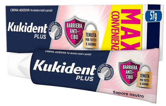 KUKIDENT PLUS BARRIERA ANTI-CIBO NEUTRO CREMA ADESIVA DENTIERE 57 G - Farmaspeed