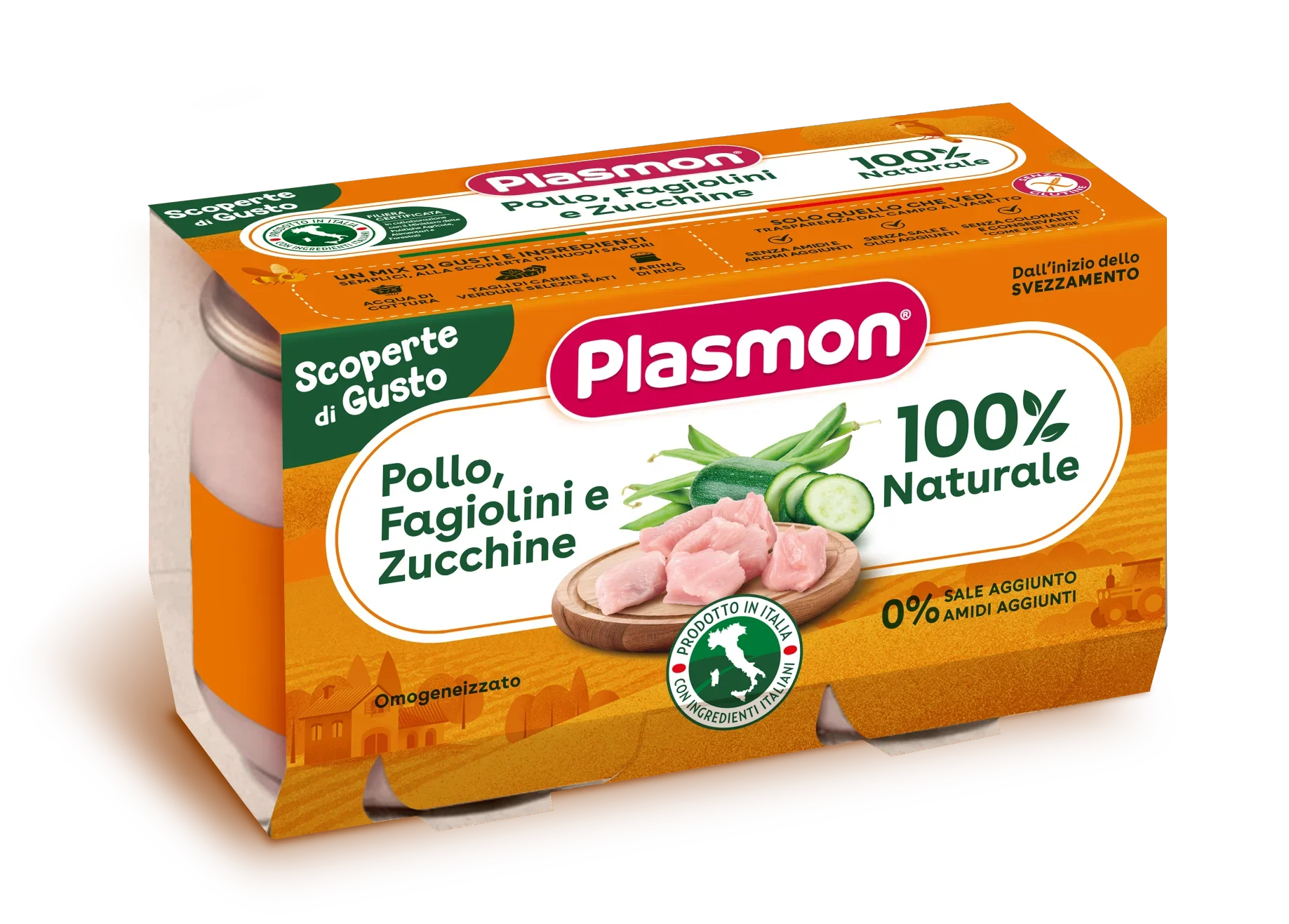 PLASMON OMOGENEIZZATI POLLO FAGIOLINI ZUCCHINE 2 PEZZI DA 120 G - Farmaspeed
