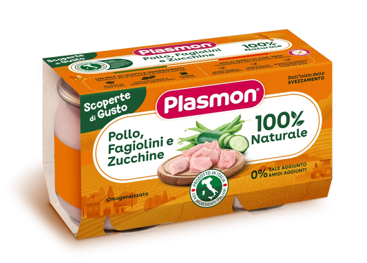 PLASMON OMOGENEIZZATI POLLO FAGIOLINI ZUCCHINE 2 PEZZI DA 120 G - Farmaspeed