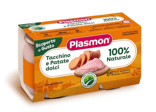 PLASMON OMOGENEIZZATI TACCHINO PATATE DOLCI 2 PEZZI DA 120 G - Farmaspeed