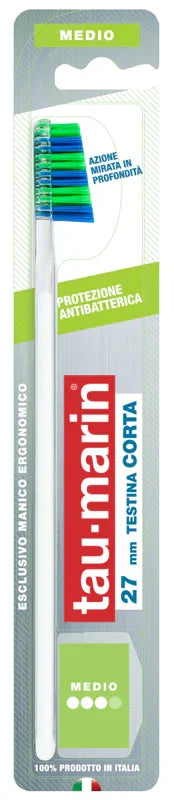 TAUMARIN PROFESSIONAL SPAZZOLINO 27 MEDIO TESTINA CORTA PROTEZIONE ANTIBATTERICA - Farmaspeed