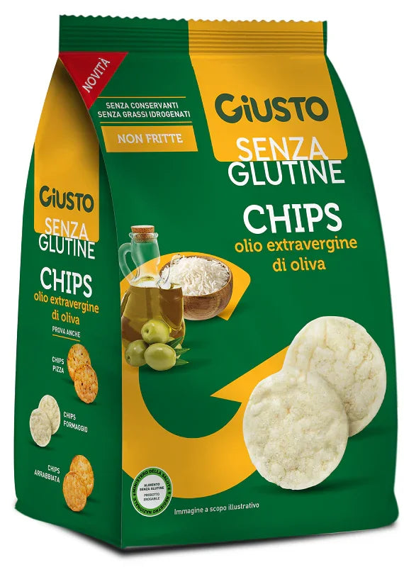 GIUSTO SENZA GLUTINE CHIPS OLIO EXTRAVERGINE DI OLIVA 40 G - Farmaspeed