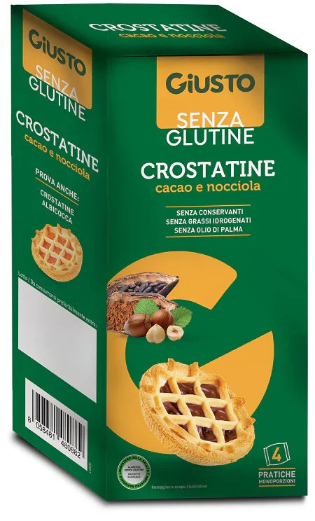 GIUSTO SENZA GLUTINE CROSTATINA CACAO NOCCIOLE 4 PEZZI DA 45 G - Farmaspeed