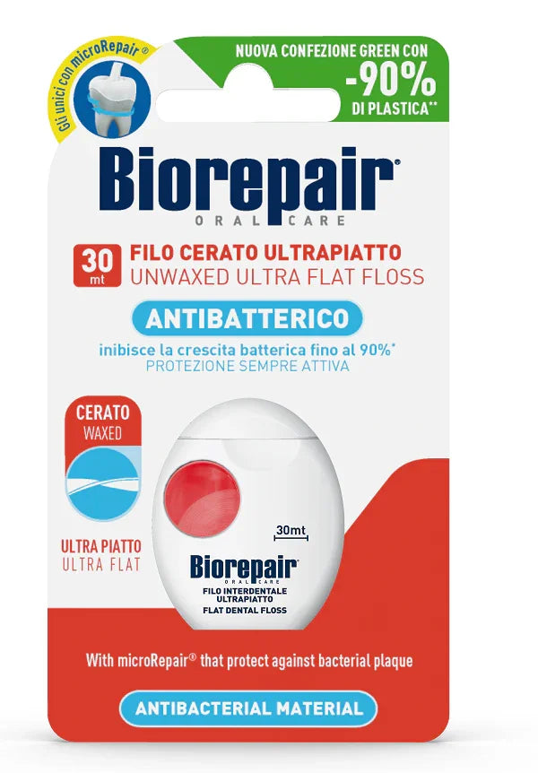 BIOREPAIR ORAL CARE ANTIBATTERICO FILO NON CERATO ULTRAPIATTO DENTI SENSIBILI 25+5 METRI - Farmaspeed