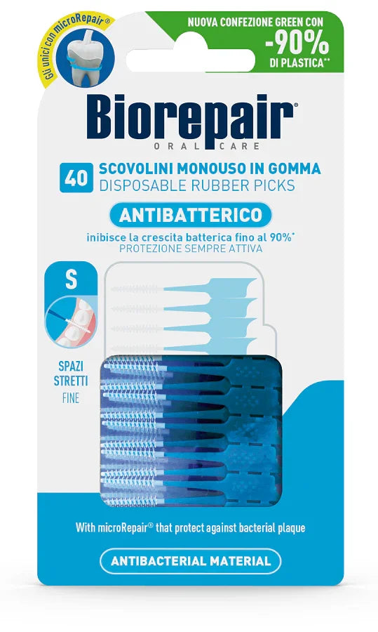 BIOREPAIR ORAL CARE ANTIBATTERICO SCOVOLINI MONOUSO IN GOMMA SPAZI STRETTI 40 PEZZI - Farmaspeed
