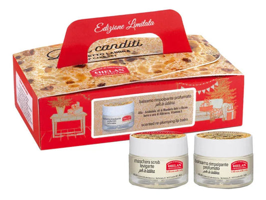 COFANETTO PANETTONE LABBRA 1 MASCHERA SCRUB LEVIGANTE 13 ML + 1 BALSAMO RIMPOLPANTE PROFUMATO 13 ML - Farmaspeed