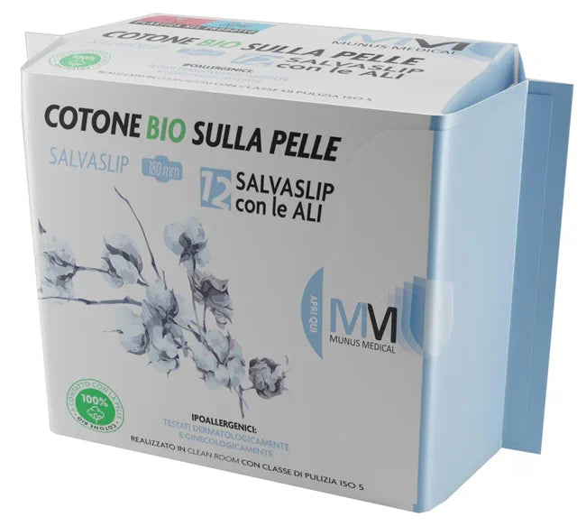 MUNUS MEDICAL PROTEGGI SLIP CON ALI COTONE BIO SULLA PELLE 12 PEZZI - Farmaspeed