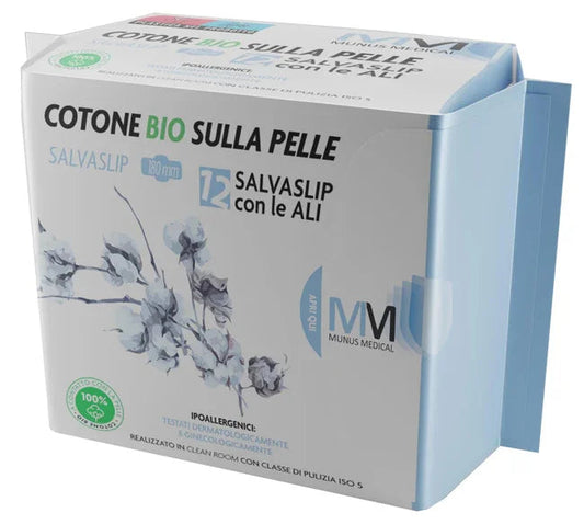 MUNUS MEDICAL PROTEGGI SLIP CON ALI COTONE BIO SULLA PELLE 12 PEZZI - Farmaspeed