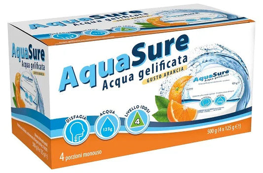 AQUASURE ACQUA GELIFICATA ARANCIA EDULCORATA MULTIPACK 4 PEZZI DA 125 G - Farmaspeed