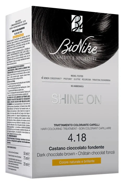 SHINE ON CASTANO CIOCCOLATO FONDENTE 4,18 FLACONE 75 ML + TUBO 50 ML - Farmaspeed