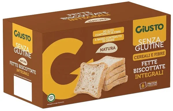 GIUSTO SENZA GLUTINE FETTE BISCOTTATE INTEGRALI 6 CONFEZIONI X 25 G - Farmaspeed