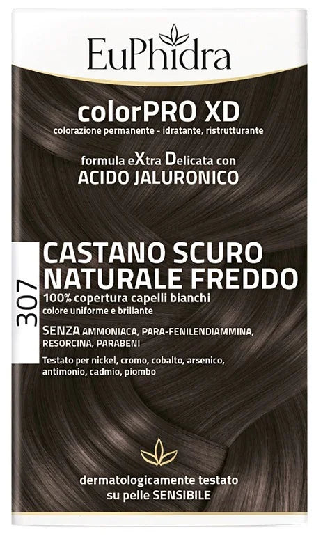 EUPHIDRA COLORPRO XD 307 CASTANO SCU NATURALE F COLORE + ATTIVANTE + BALSAMO + CUFFIA + GUANTI - Farmaspeed