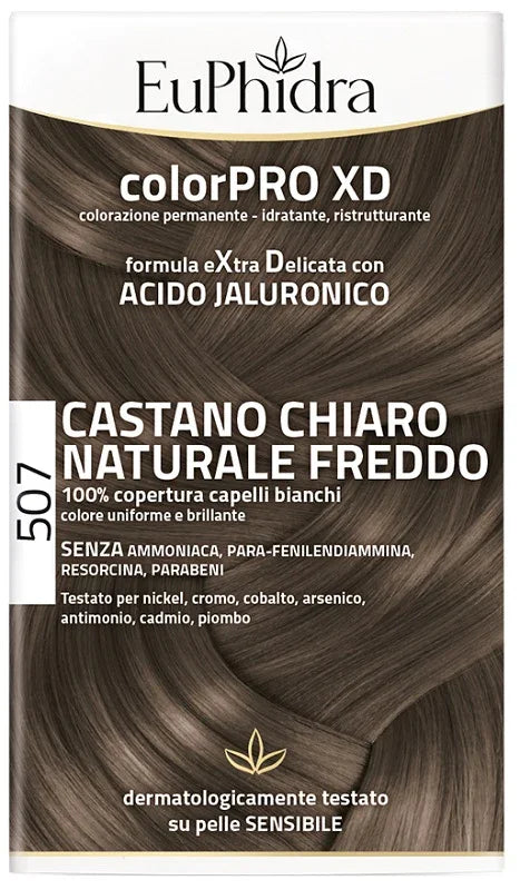 EUPHIDRA COLORPRO XD 507 CASTANO CHIARO NATURALE F COLORE + ATTIVANTE + BALSAMO + CUFFIA + GUANTI - Farmaspeed