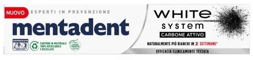 MENTADENT WHITE SYSTEM CHARCOAL 75 ML - Farmaspeed