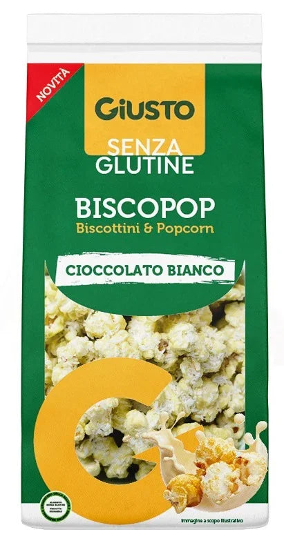 GIUSTO SENZA GLUTINE BISCOPOP BISCOTTINI & POPCORN CIOCCOLATO BIANCO 80 G - Farmaspeed