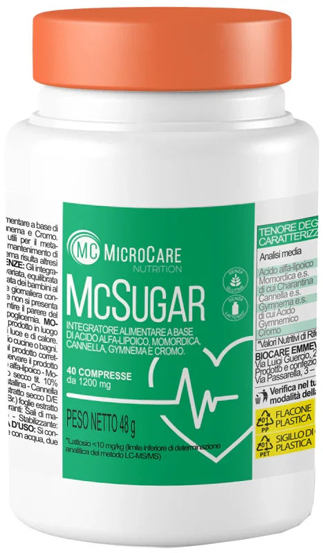 MICROCARE NUTRITION MC SUGAR 40 COMPRESSE DA 1200 MG - Farmaspeed