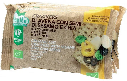 PANITO CRACKERS DI AVENA CON SEMI DI SESAMO E CHIA BIO 4 PEZZI DA 35 G - Farmaspeed
