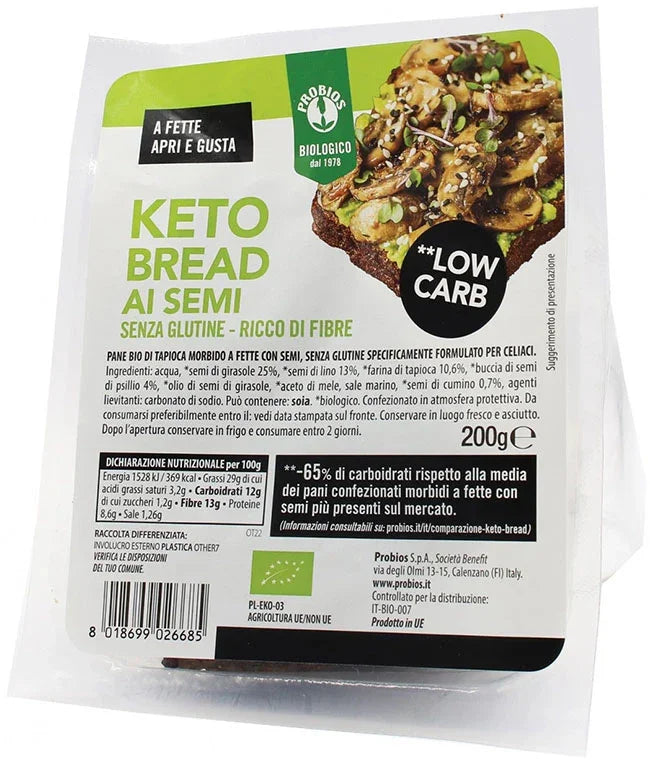 PROBIOS KETO BREAD CON SEMI SENZA GLUTINE 200 G - Farmaspeed
