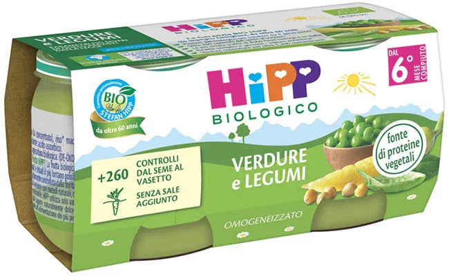 HIPP BIO OMOGENEIZZATO VERDURE/LEGUMI 2X80 G - Farmaspeed