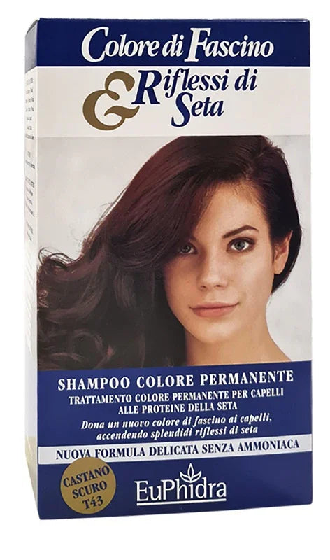 EUPHIDRA COLORE DI FASCINO & RIFLESSI DI SETA SHAMPOO COLOR PERMANENTE 43 CASTANO SCURO 120 ML - Farmaspeed