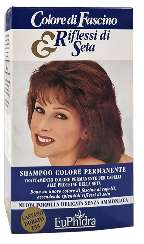 EUPHIDRA COLORE DI FASCINO & RIFLESSI DI SETA SHAMPOO COLORE PERMANENTE 55 CASTANO DORATO 120 ML - Farmaspeed