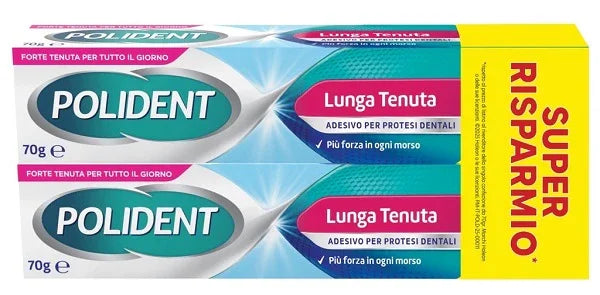 ADESIVO PROTESI DENTALI POLIDENT LUNGA TENUTA 2 TUBETTI X 70 G - Farmaspeed