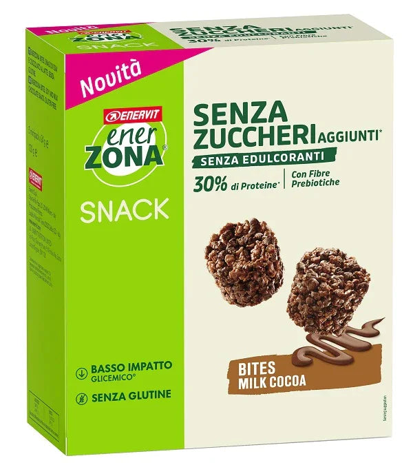 ENERZONA BITES MILK COCOA SENZA ZUCCHERI AGGIUNTI 24 G 5 PEZZI - Farmaspeed