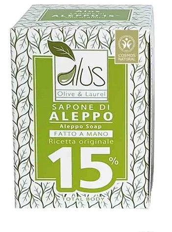 ALUS OLICE & LAUREL SAPONE DI ALEPPO FATTO A MANO 15% 200 G - Farmaspeed