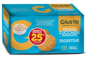 GIUSTO SENZA ZUCCHERI AGGIUNTI DIGESTIVE 225 G TAGLIO PREZZO 25% - Farmaspeed